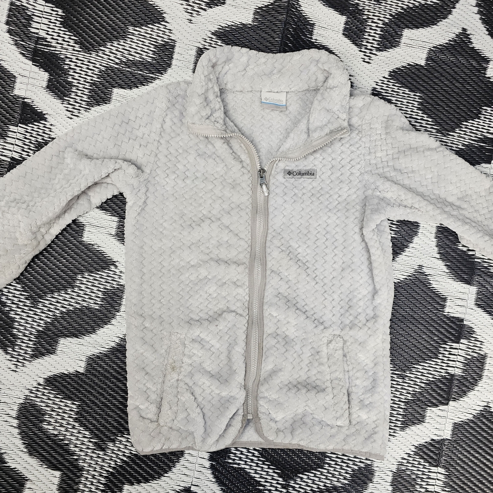 Columbia Fireside  Girls Size Large   Sherpa Fleece Jacket Soft Grey Warm Cozy